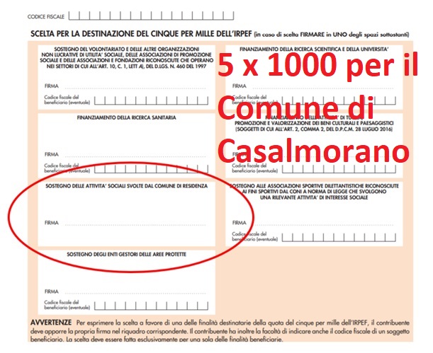 5 x 1000 al Comune di Casalmorano 5 x 1000 al Comune di Casalmorano